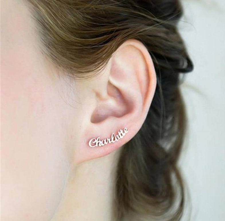Custom Word Stud Earrings – Personalized Statement Studs, Love Yourself Earrings