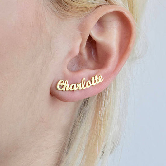 Custom Word Stud Earrings – Personalized Statement Studs, Love Yourself Earrings