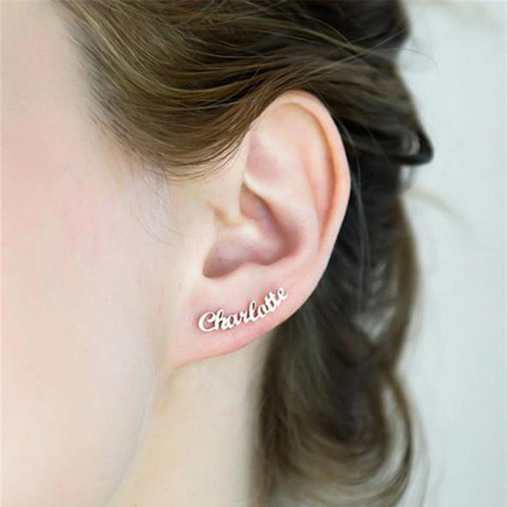 Custom Word Stud Earrings – Personalized Statement Studs, Love Yourself Earrings