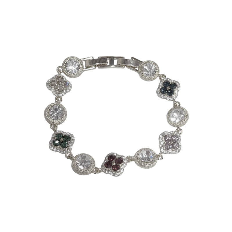 Life is a box of Gemstones,  Four-Leaf Clover Circle Bracelet, Dainty Bracelet