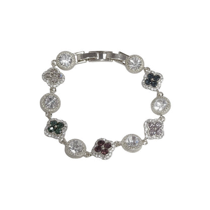 Life is a box of Gemstones,  Four-Leaf Clover Circle Bracelet, Dainty Bracelet