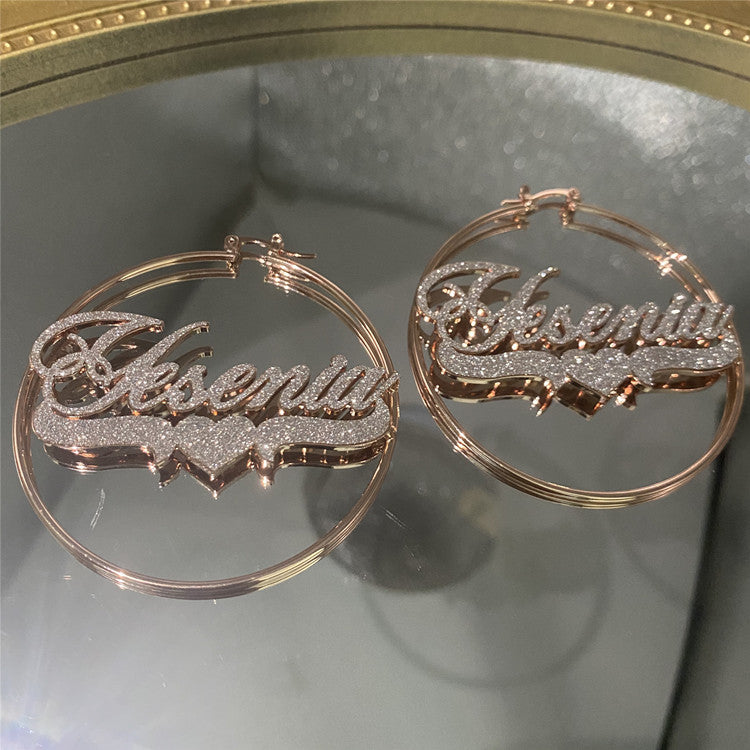 Custom Zircon Name Earrings – Personalized Statement Hoops, Luxury Letter Earrings, Feminine Empowerment Jewelry