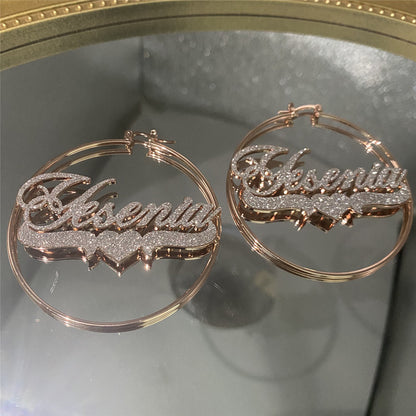 Custom Zircon Name Earrings – Personalized Statement Hoops, Luxury Letter Earrings, Feminine Empowerment Jewelry