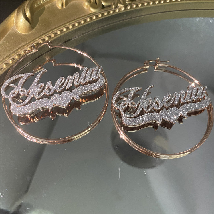 Custom Zircon Name Earrings – Personalized Statement Hoops, Luxury Letter Earrings, Feminine Empowerment Jewelry
