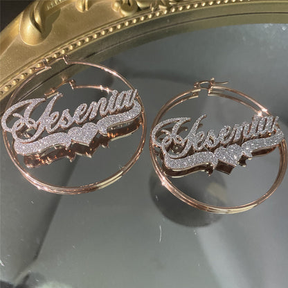 Custom Zircon Name Earrings – Personalized Statement Hoops, Luxury Letter Earrings, Feminine Empowerment Jewelry