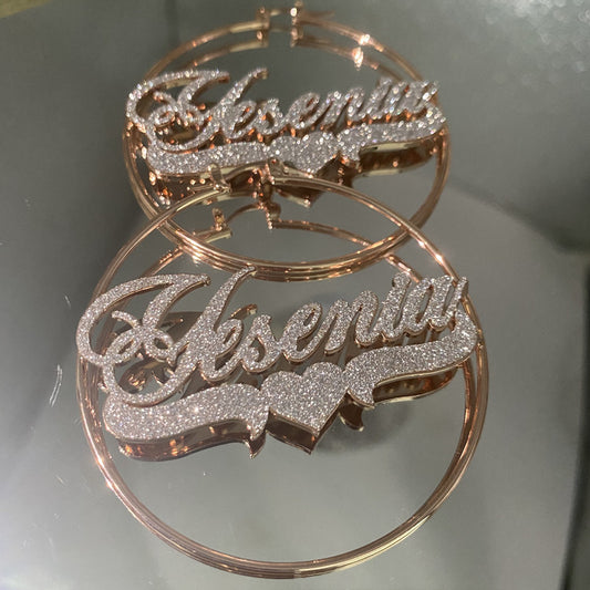 Custom Zircon Name Earrings – Personalized Statement Hoops, Luxury Letter Earrings, Feminine Empowerment Jewelry