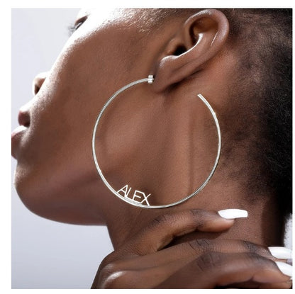 Lovethyself Custom Name Hoop Earrings – Personalized Gold Name Earrings for Women, Empowerment Jewelry, Statement Hoops