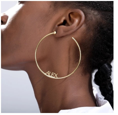 Lovethyself Custom Name Hoop Earrings – Personalized Gold Name Earrings for Women, Empowerment Jewelry, Statement Hoops