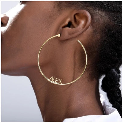 Lovethyself Custom Name Hoop Earrings – Personalized Gold Name Earrings for Women, Empowerment Jewelry, Statement Hoops