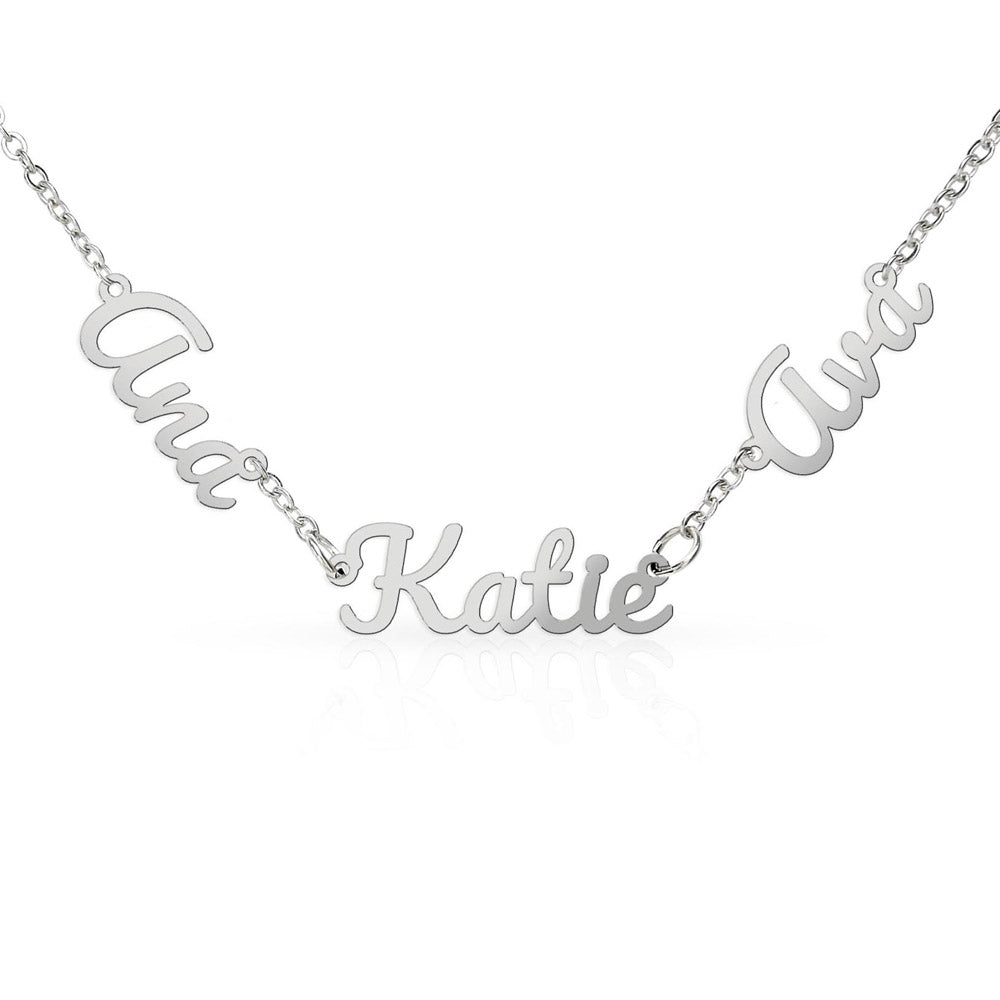 Three Name Personalized Necklace – Faith Love Prosperity Necklace, Meaningful Script Jewelry