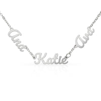 Three Name Personalized Necklace – Faith Love Prosperity Necklace, Meaningful Script Jewelry