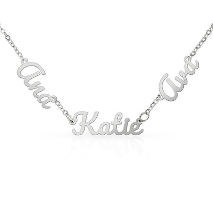 Three Name Personalized Necklace – Faith Love Prosperity Necklace, Meaningful Script Jewelry