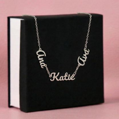 Three Name Personalized Necklace – Faith Love Prosperity Necklace, Meaningful Script Jewelry
