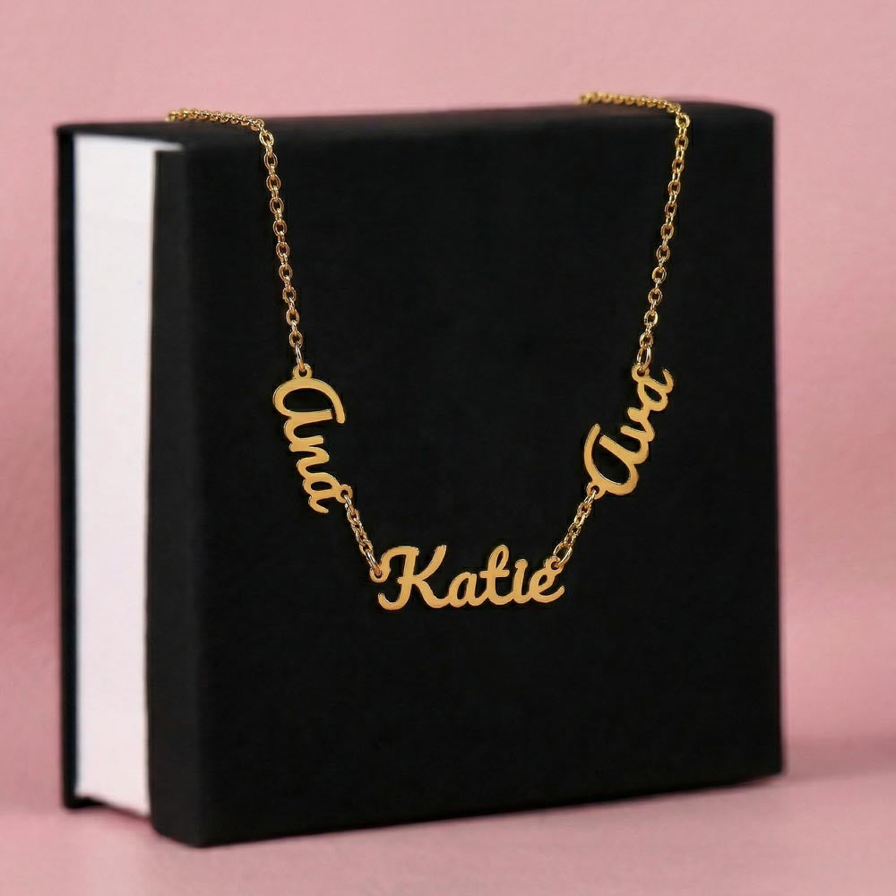 Three Name Personalized Necklace – Faith Love Prosperity Necklace, Meaningful Script Jewelry