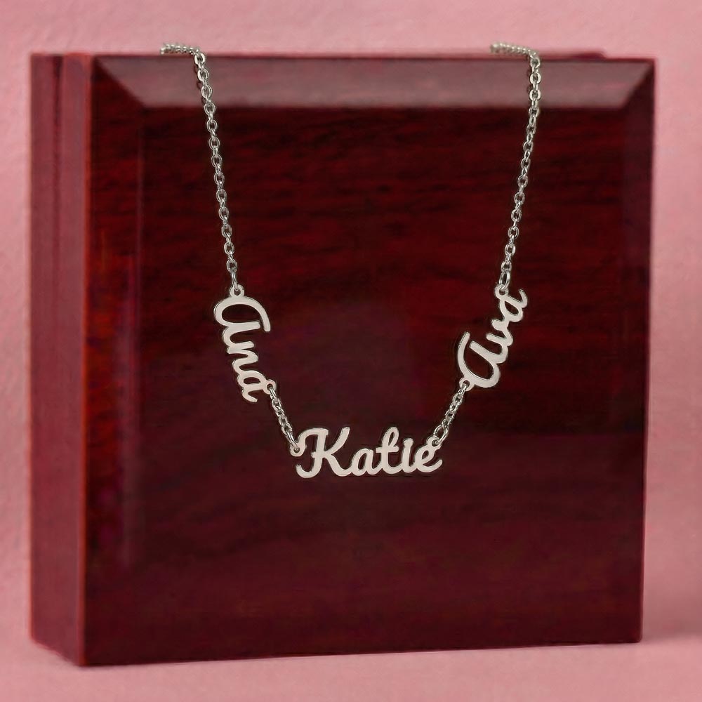 Three Name Personalized Necklace – Faith Love Prosperity Necklace, Meaningful Script Jewelry
