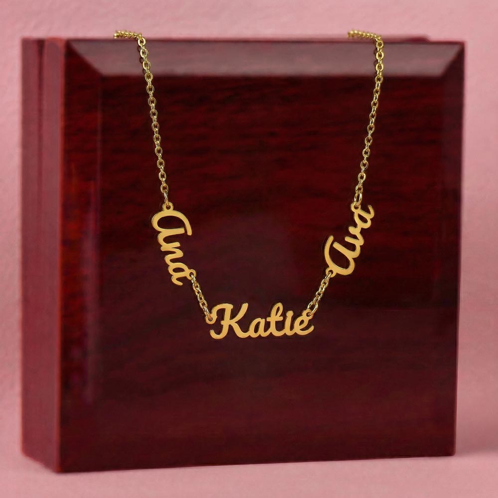 Three Name Personalized Necklace – Faith Love Prosperity Necklace, Meaningful Script Jewelry