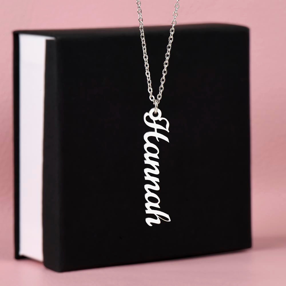 Vertical Name Necklace – Personalized Cursive Necklace, Minimalist, Statement,  Empowerment Jewelry