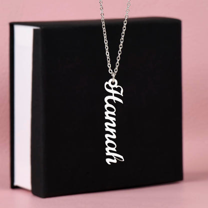 Vertical Name Necklace – Personalized Cursive Necklace, Minimalist, Statement,  Empowerment Jewelry
