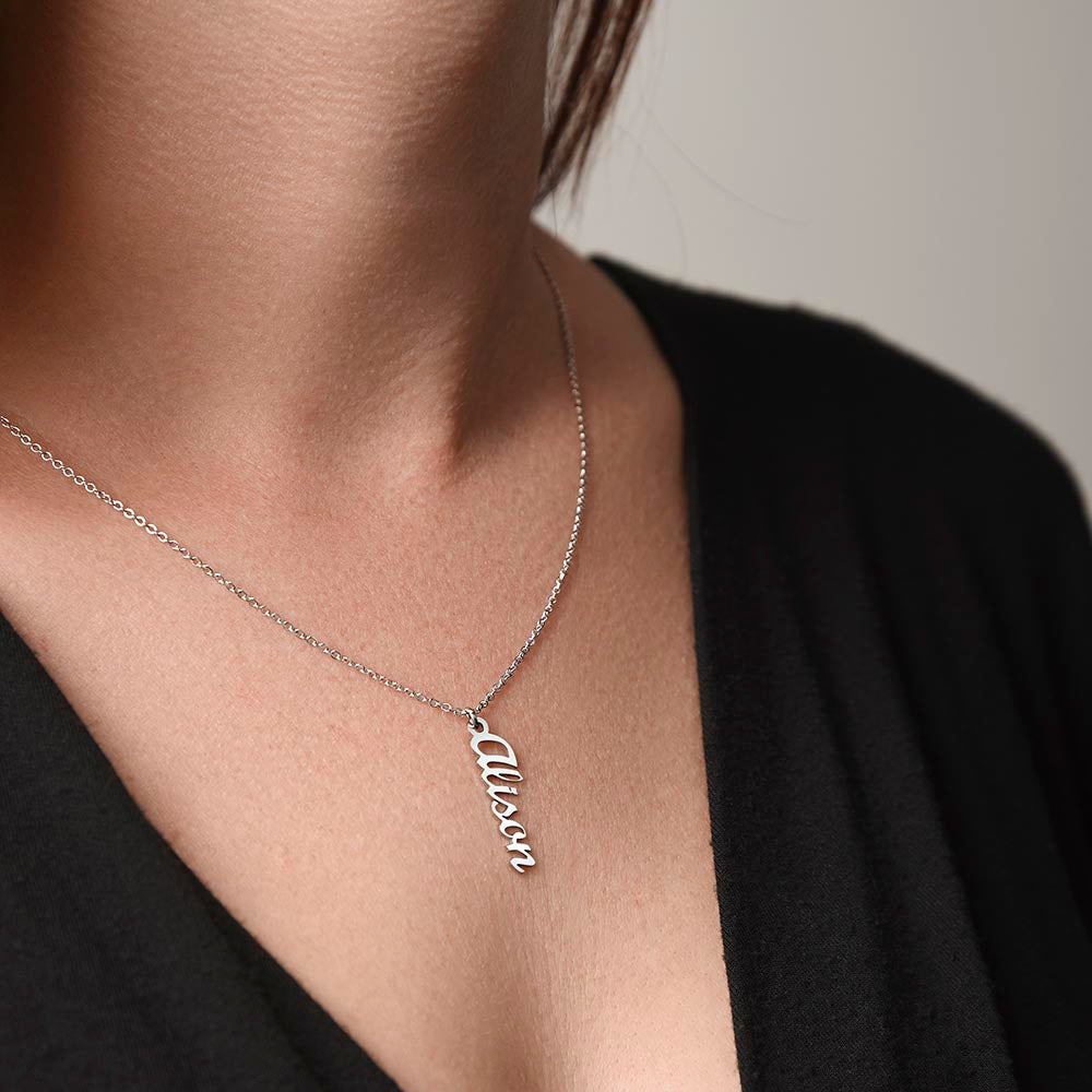 Vertical Name Necklace – Personalized Cursive Necklace, Minimalist, Statement,  Empowerment Jewelry