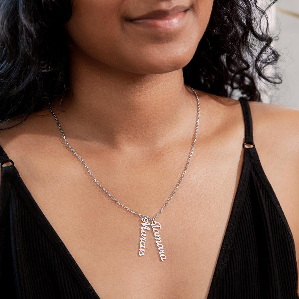 Vertical Name Necklace – Personalized Cursive Necklace, Minimalist, Statement,  Empowerment Jewelry