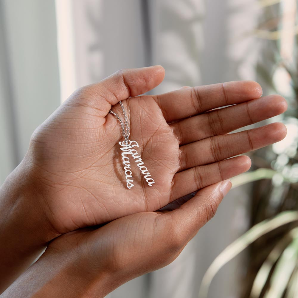 Vertical Name Necklace – Personalized Cursive Necklace, Minimalist, Statement,  Empowerment Jewelry