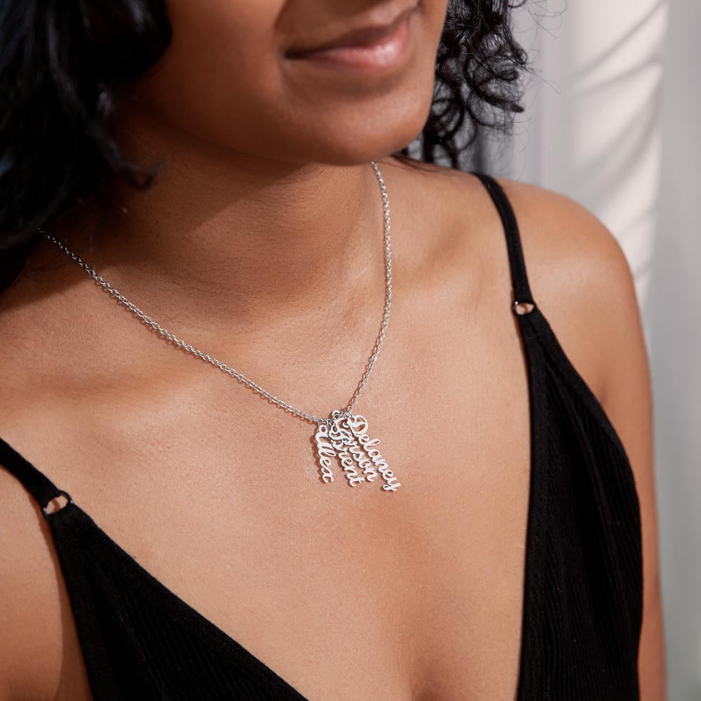 Vertical Name Necklace – Personalized Cursive Necklace, Minimalist, Statement,  Empowerment Jewelry