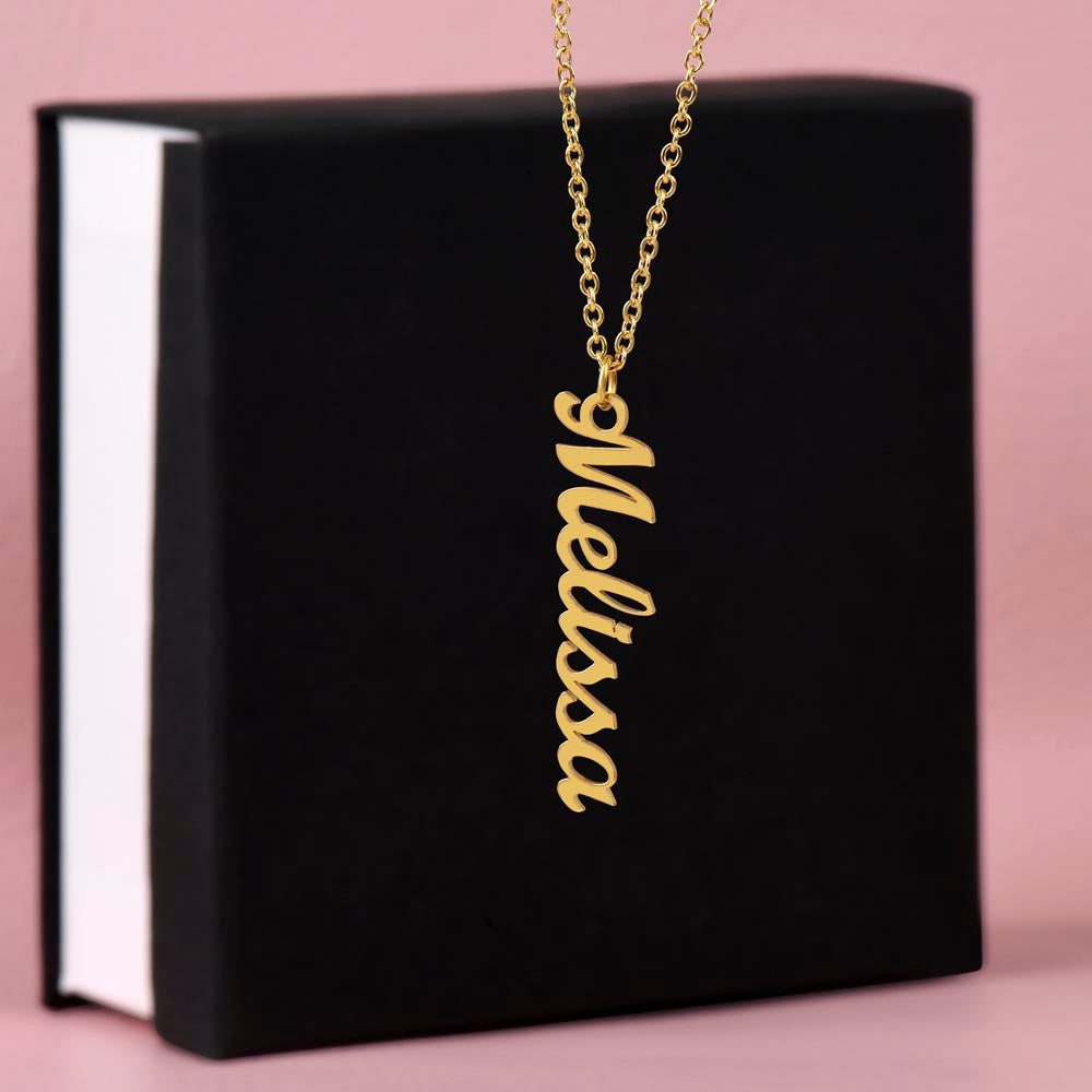 Vertical Name Necklace – Personalized Cursive Necklace, Minimalist, Statement,  Empowerment Jewelry