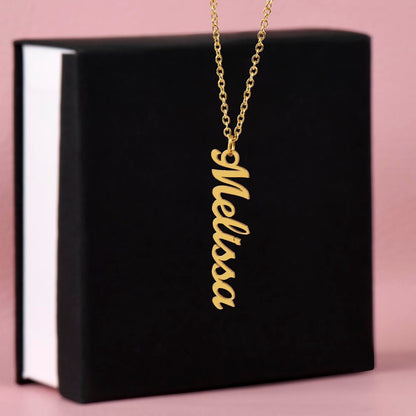 Vertical Name Necklace – Personalized Cursive Necklace, Minimalist, Statement,  Empowerment Jewelry