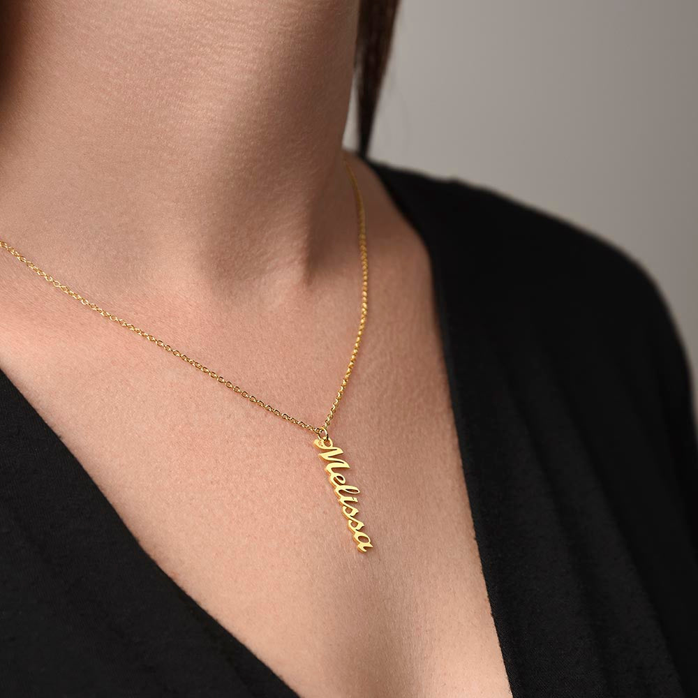 Vertical Name Necklace – Personalized Cursive Necklace, Minimalist, Statement,  Empowerment Jewelry