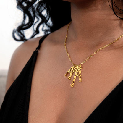 Vertical Name Necklace – Personalized Cursive Necklace, Minimalist, Statement,  Empowerment Jewelry