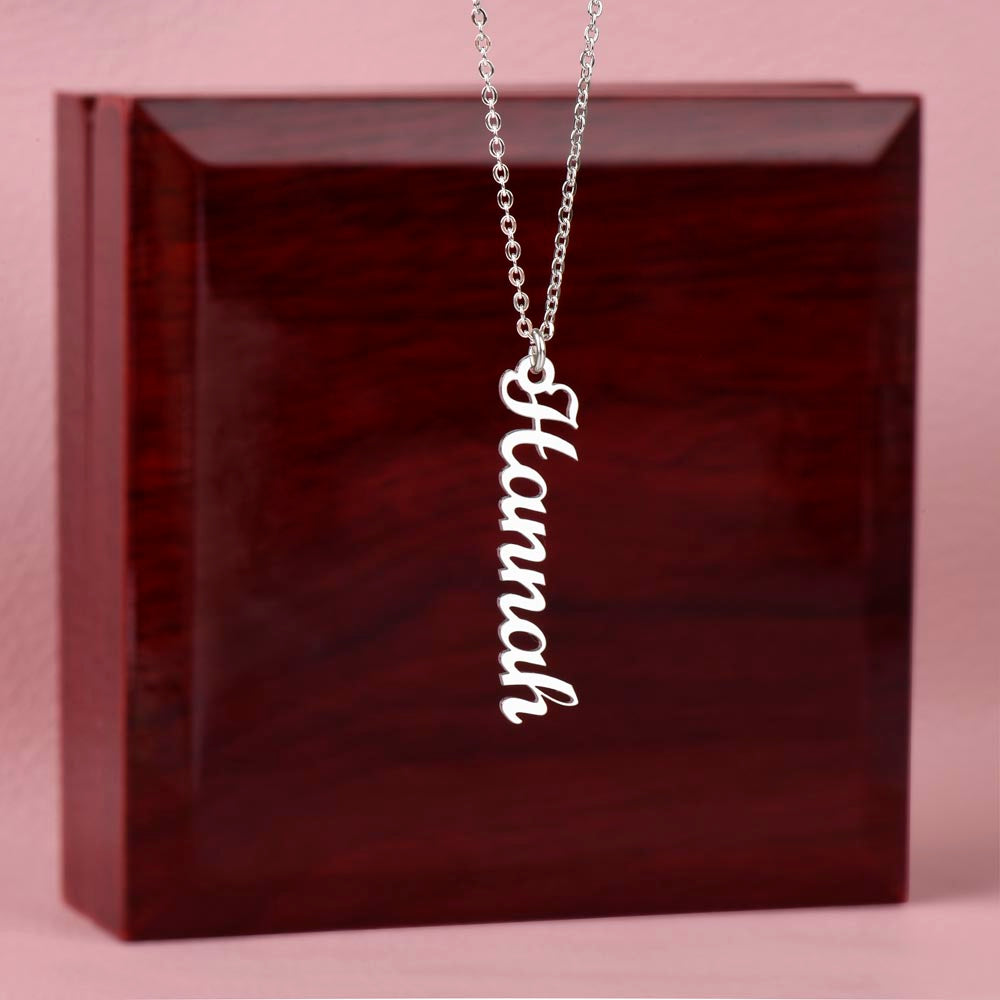 Vertical Name Necklace – Personalized Cursive Necklace, Minimalist, Statement,  Empowerment Jewelry