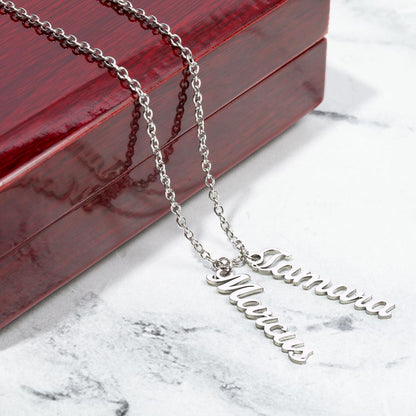 Vertical Name Necklace – Personalized Cursive Necklace, Minimalist, Statement,  Empowerment Jewelry