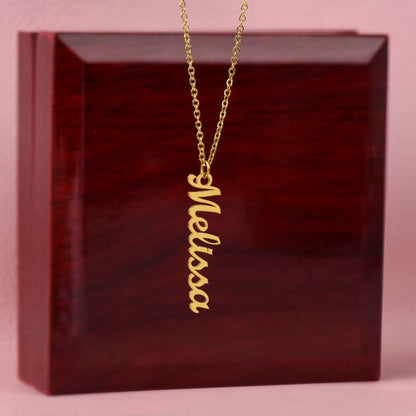 Vertical Name Necklace – Personalized Cursive Necklace, Minimalist, Statement,  Empowerment Jewelry