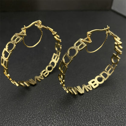 Personalized Letter Circle Earrings – Custom Word Earrings, Minimalist Empowerment Jewelry