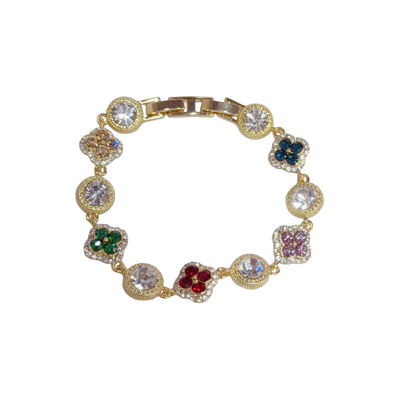 Life is a box of Gemstones,  Four-Leaf Clover Circle Bracelet, Dainty Bracelet