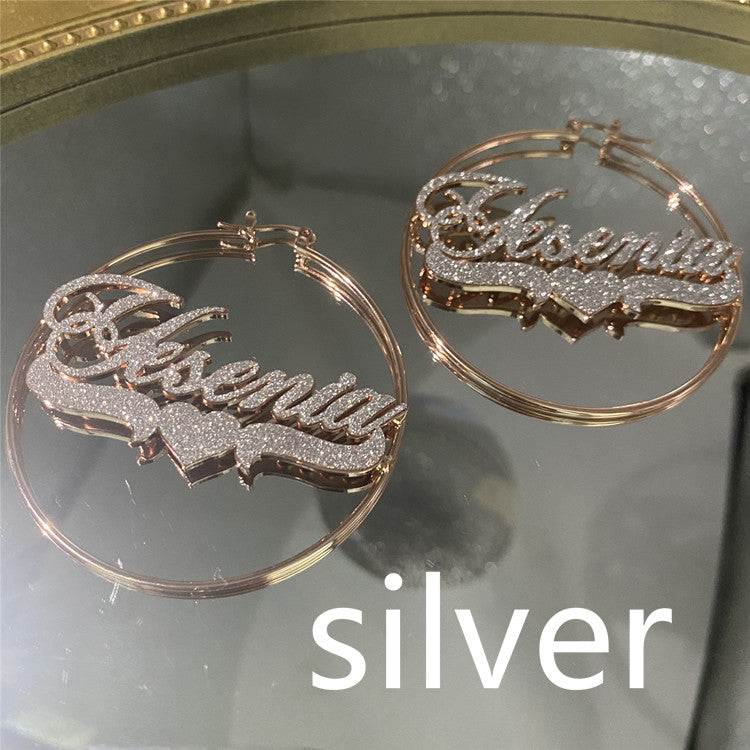 Custom Zircon Name Earrings – Personalized Statement Hoops, Luxury Letter Earrings, Feminine Empowerment Jewelry
