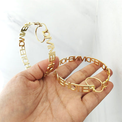 Personalized Letter Circle Earrings – Custom Word Earrings, Minimalist Empowerment Jewelry